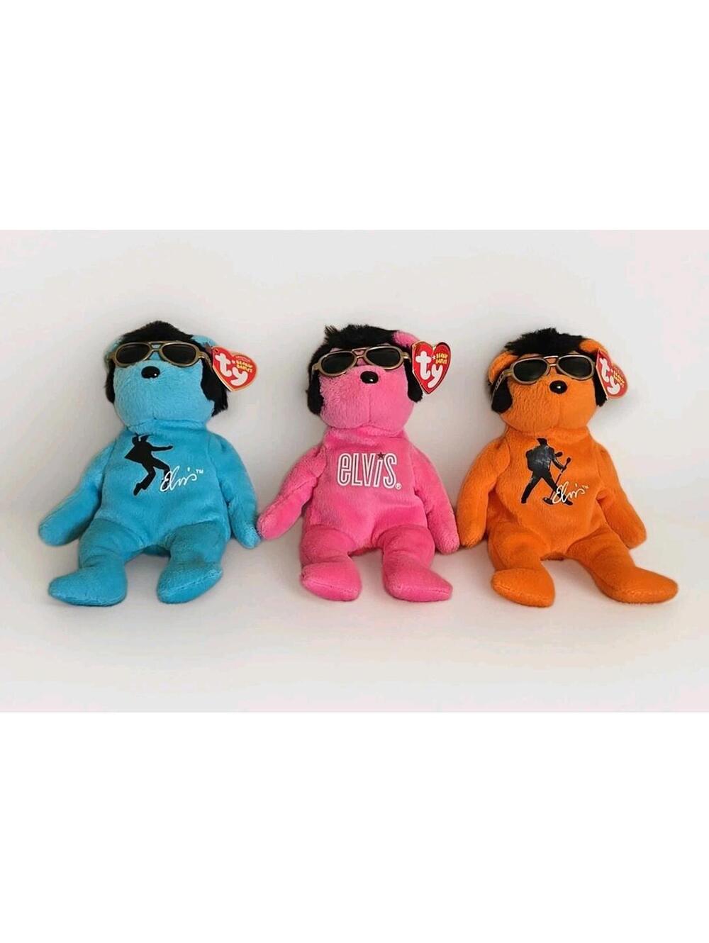 TY Beanie Babies - Lot of 3 Orig. BEANIE Elvis Bears 8.5 inch MWMTs Stuffed Toy